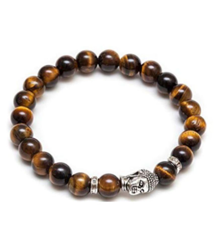    			8mm Yellow Tiger Eye With Buddha Natural Agate Stone Bracelet