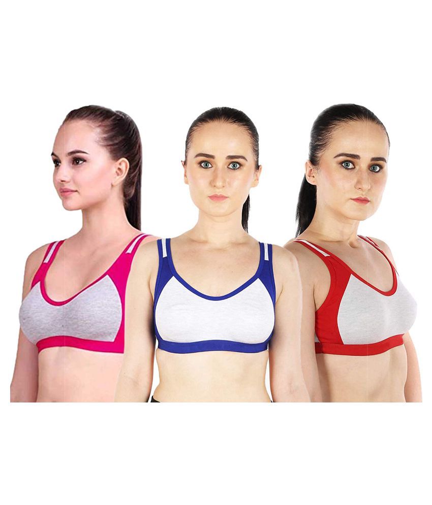     			ComfyStyle Pack of 3 Cotton Lycra Non Padded Women's T-Shirt Bra ( Multi Color )