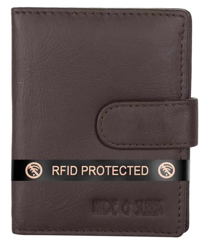     			Hide&Sleek RFID Protected Brown Genuine Leather 20 Slots Card Holder