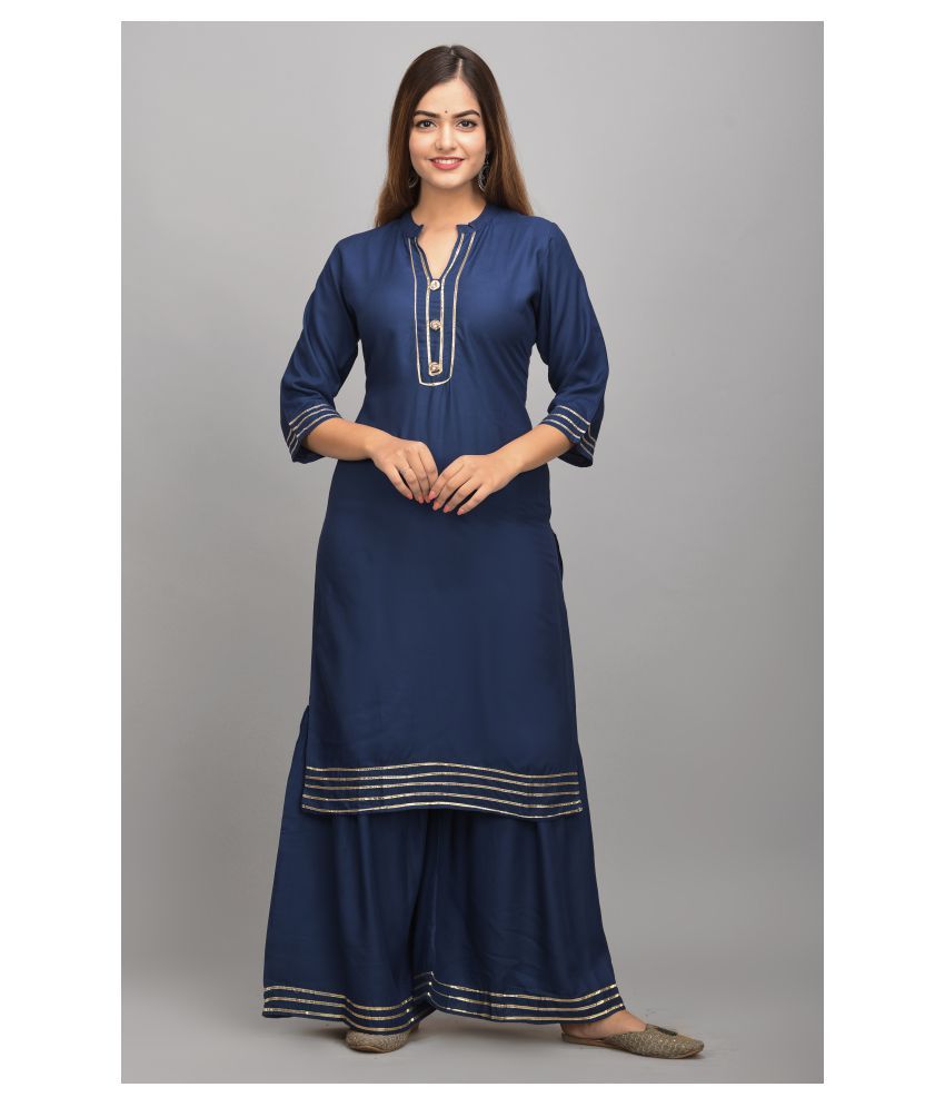     			miravan Rayon Kurti With Palazzo - Stitched Suit