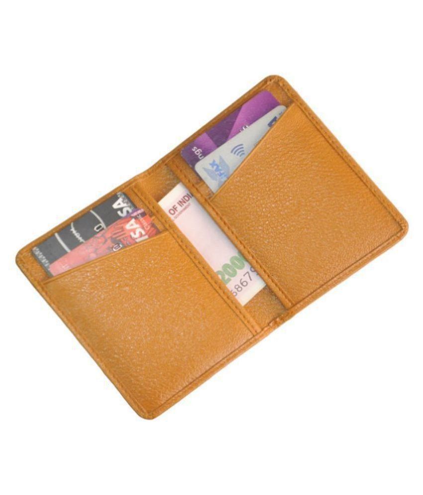     			Slim Tan Artificial Leather Credit Card Holder with 6 Slots