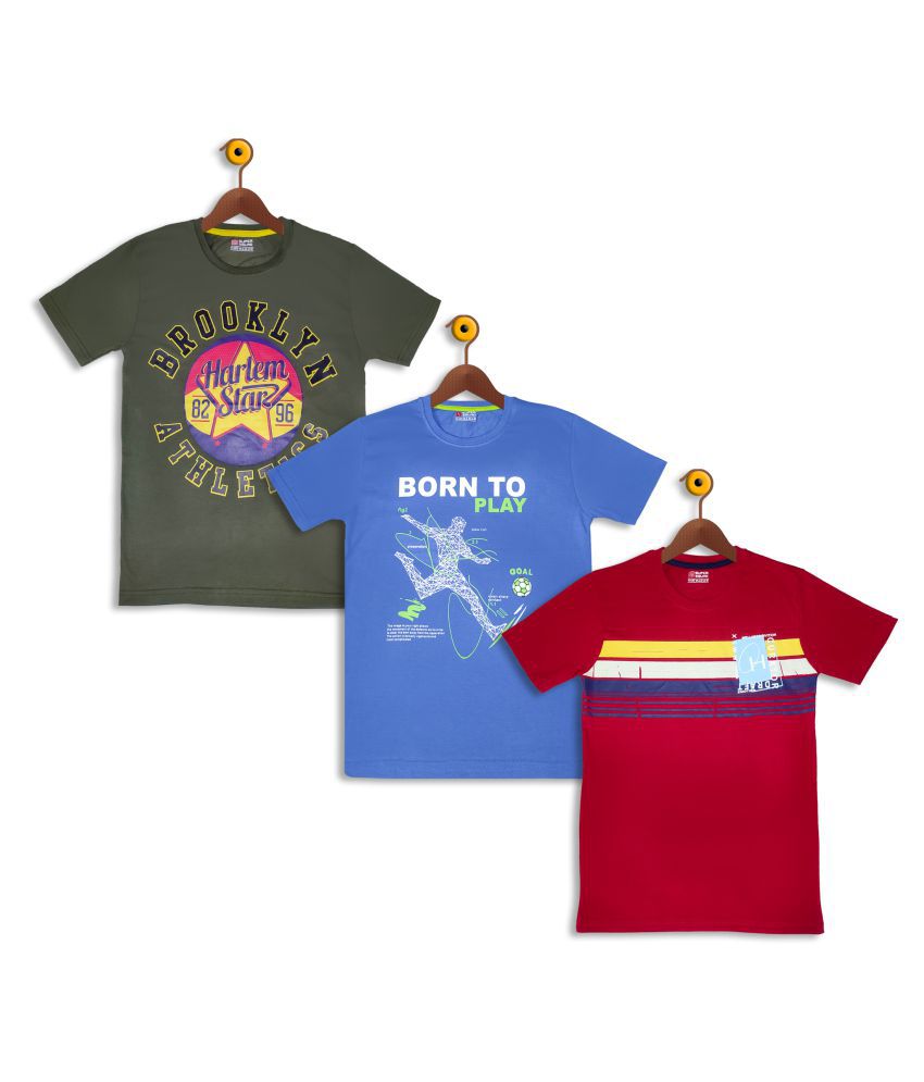     			Supersquad Boys Graphic Print Pure Cotton T Shirt (Multicolor, Pack of 3)
