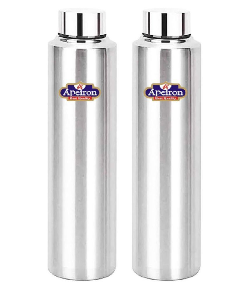     			APEIRON Matt Fridge Bottle pk 2 Silver 1000 mL Stainless Steel Fridge Bottle set of 2