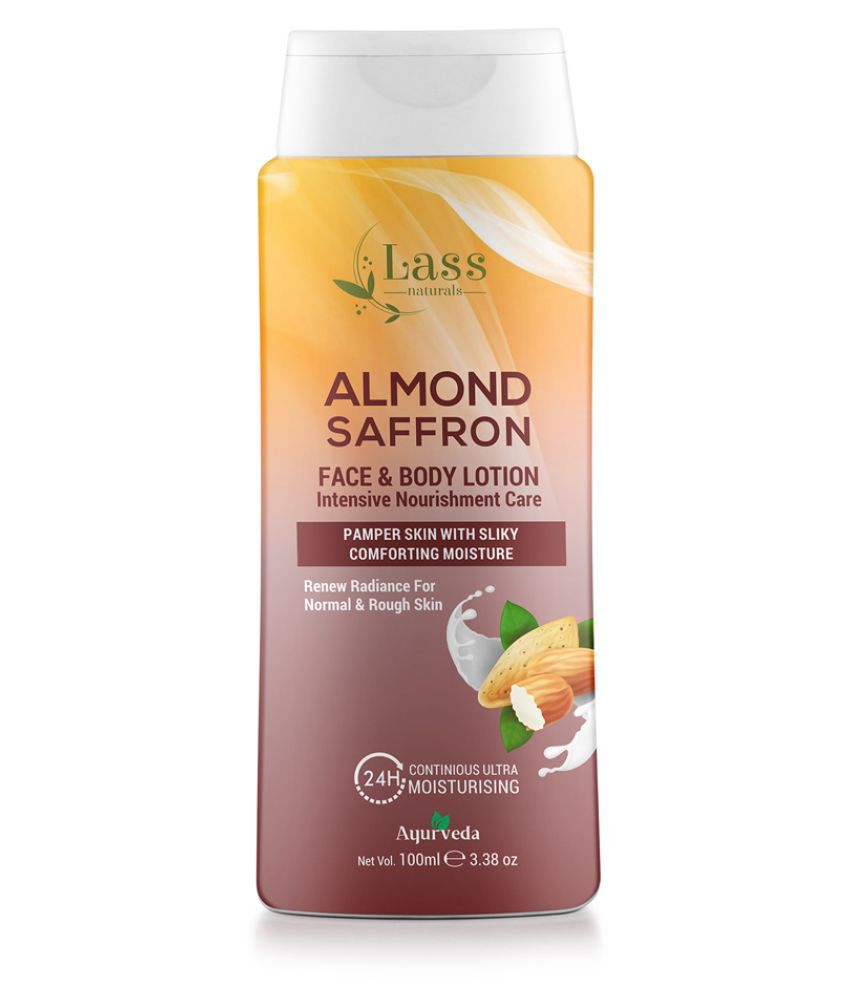 Lass Naturals Almond Saffron Non-Greasy Quick Absorbing Lotion Body Lotion ( 100 mL )