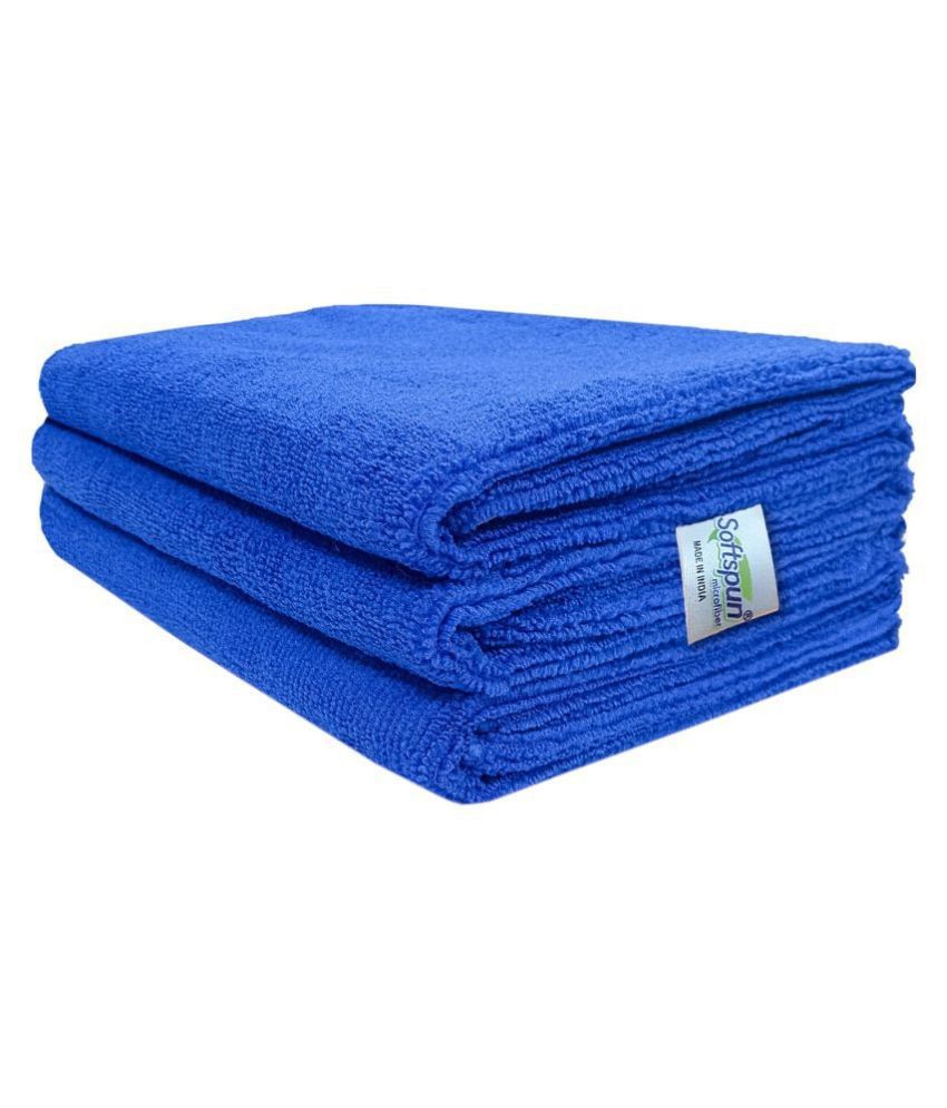     			SOFTSPUN Microfiber Cloth - 3 pcs - 40x60 cms - 340 GSM Blue - Thick Lint & Streak-Free Multipurpose Cloths - Automotive Microfibre Towels for Car Bike Cleaning Polishing Washing & Detailing