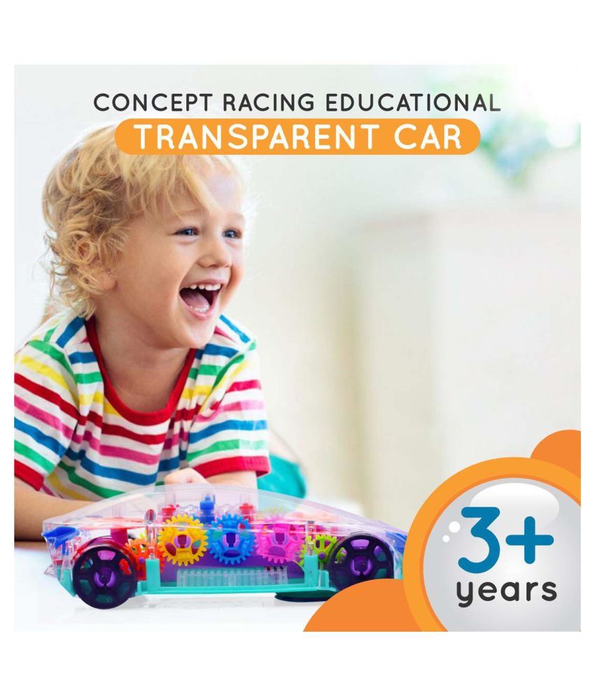 ELOHA Super Transparent Concept Car Toy Musical with 3D Lights, 360