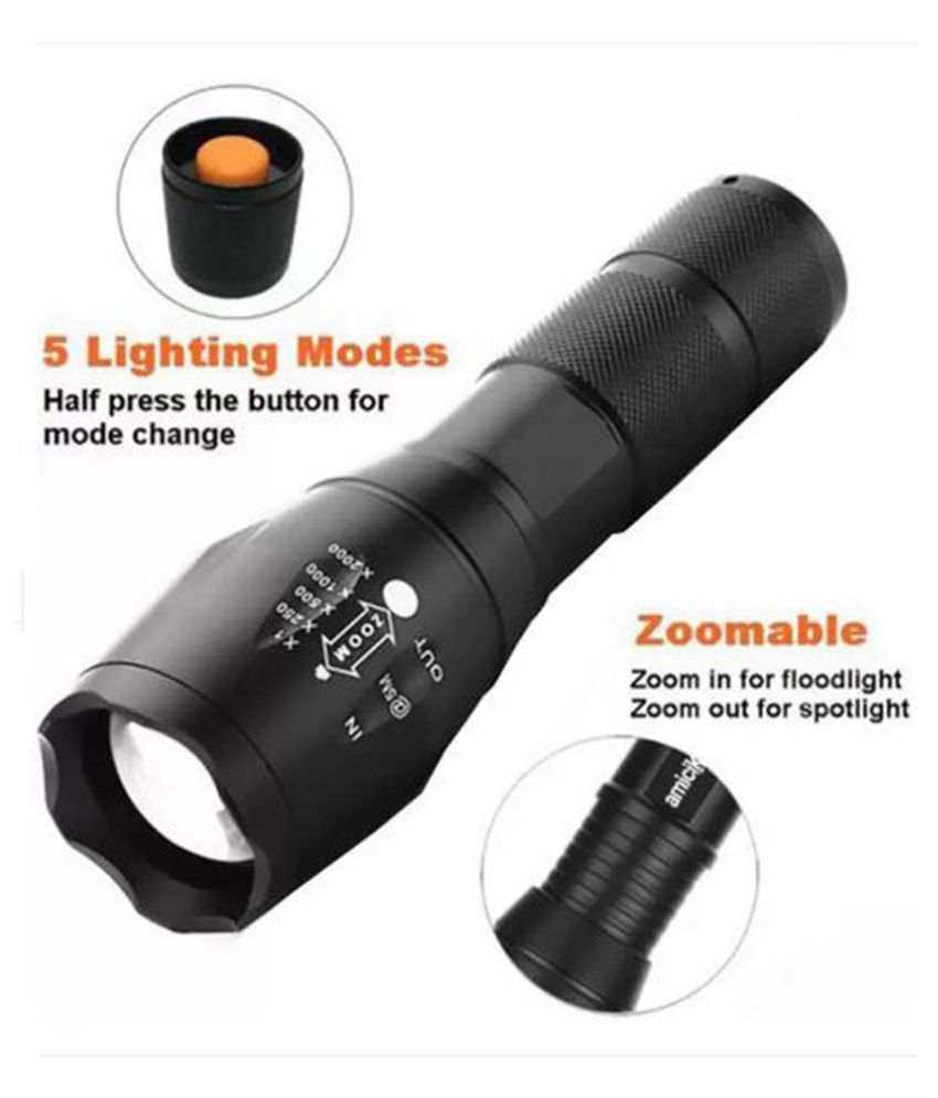     			SS 12 W Flashlight Torch 5 modes Waterproof Cree Bright Zoom LED Torches 12W Flashlight Torch Zoomable LED - Pack of 1