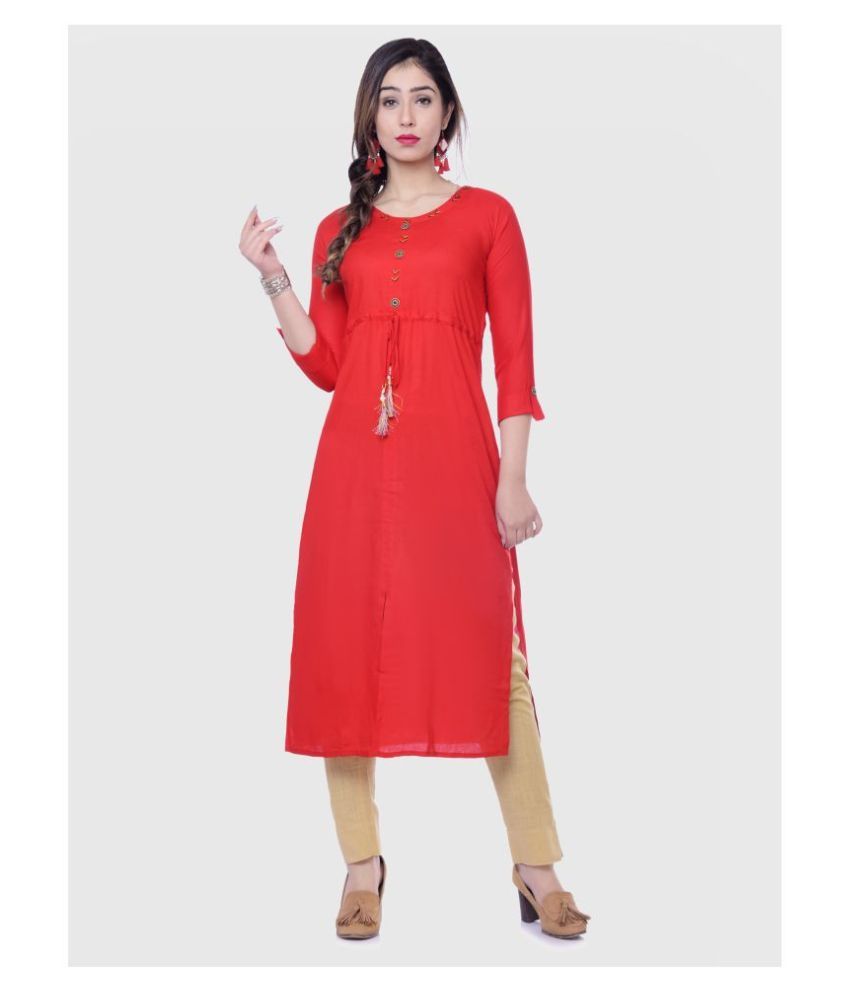     			Vastranikhar - Red Rayon Women's Straight Kurti ( Pack of 1 )