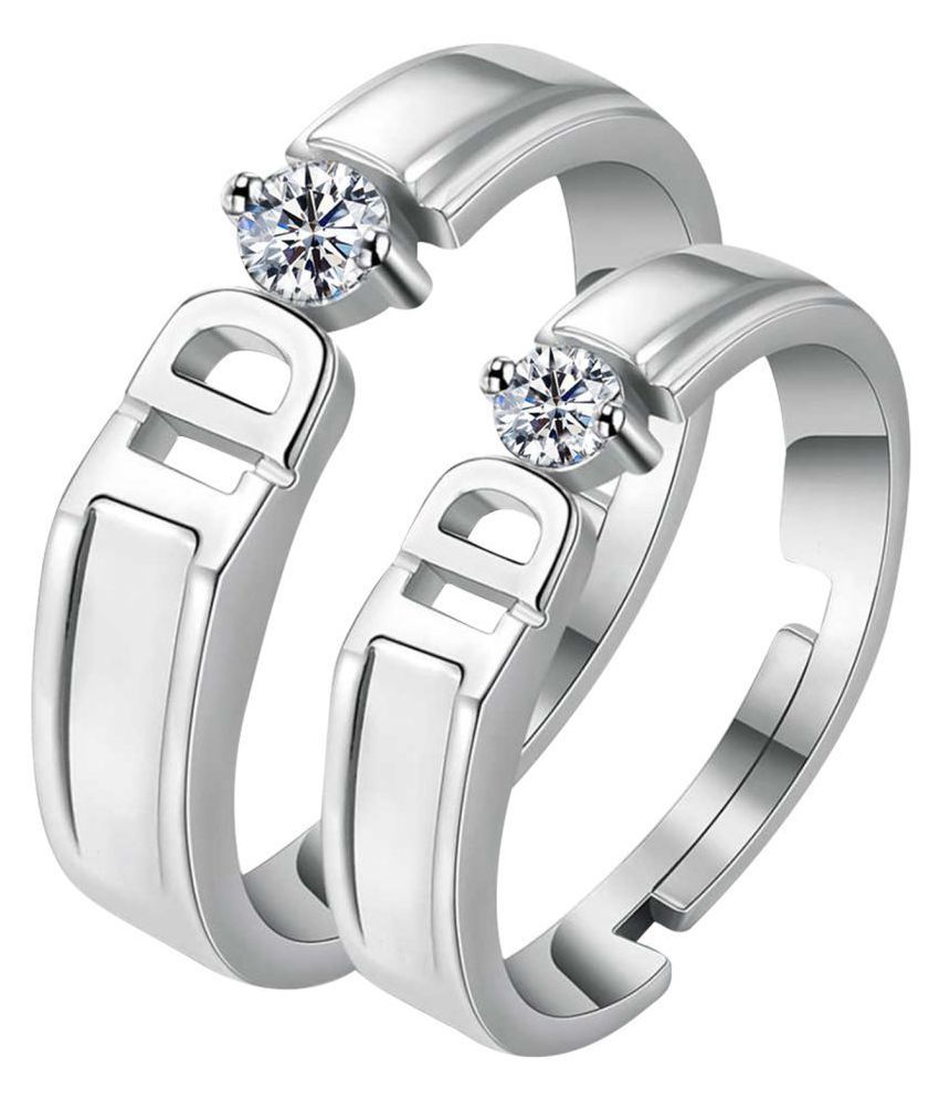     			Paola  Adjustable Couple Rings Set for lovers Silverplated Exclusive I DO Solitaire Valentine Gift Sets  For Men And Women Jewellery