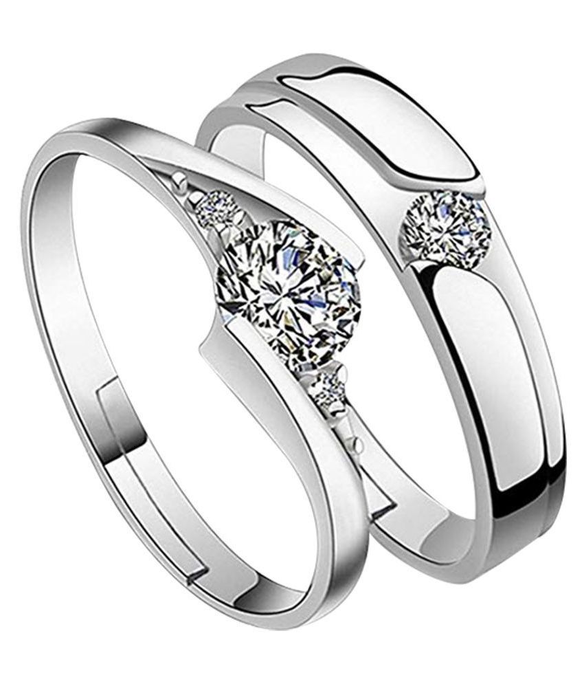     			Paola  Adjustable Couple Rings Set for lovers Silverplated  Antique Solitaire couple ring For Men And Women Jewellery