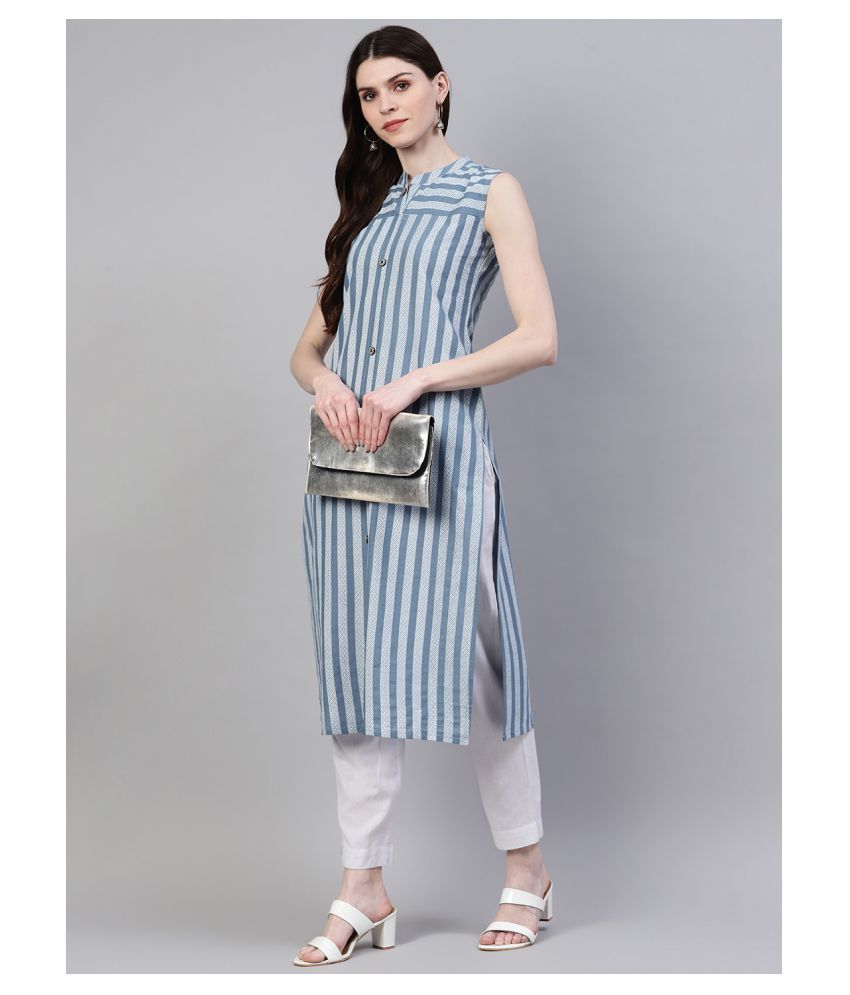     			Stylum Grey Cotton Straight Kurti