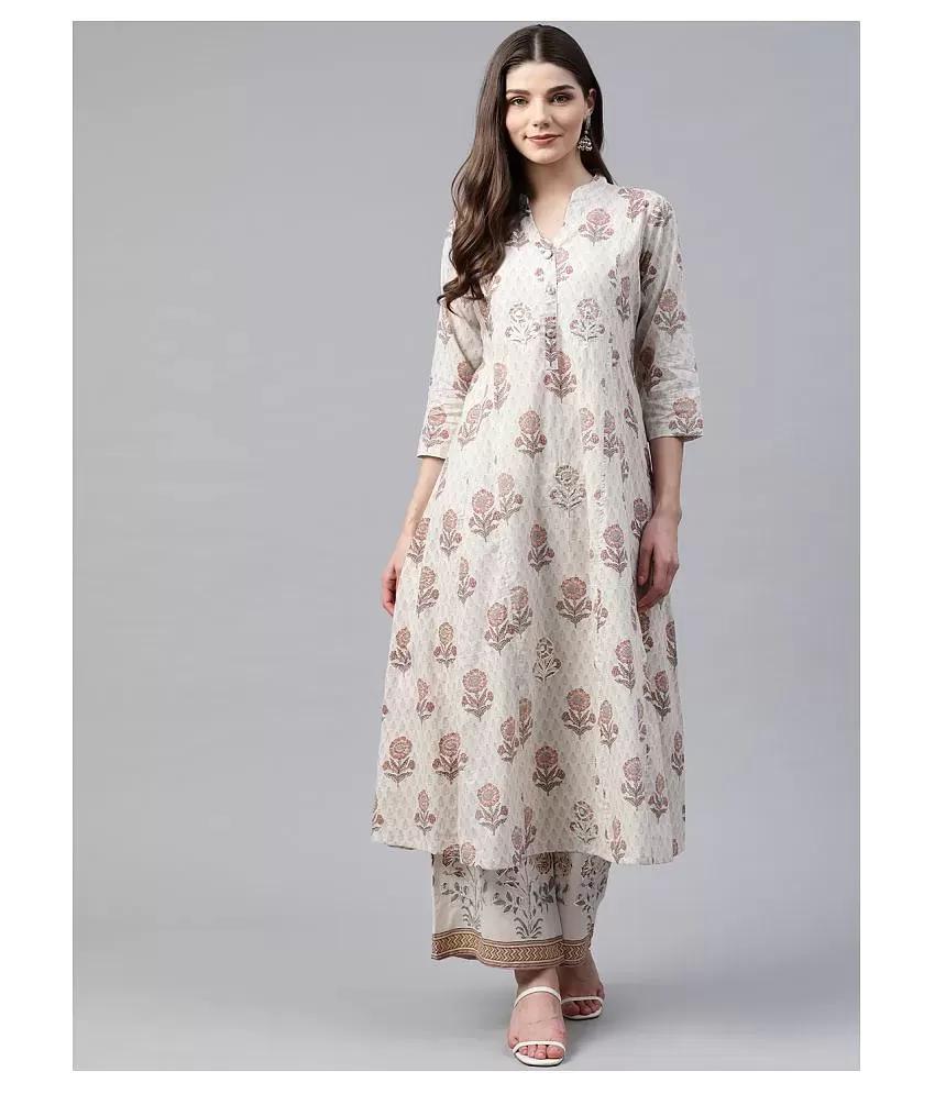 Buy EXPORTHOUSE - Grey Anarkali Cotton Women's Stitched Salwar Suit ( Pack  of 1 ) Online at Best Price in India - Snapdeal