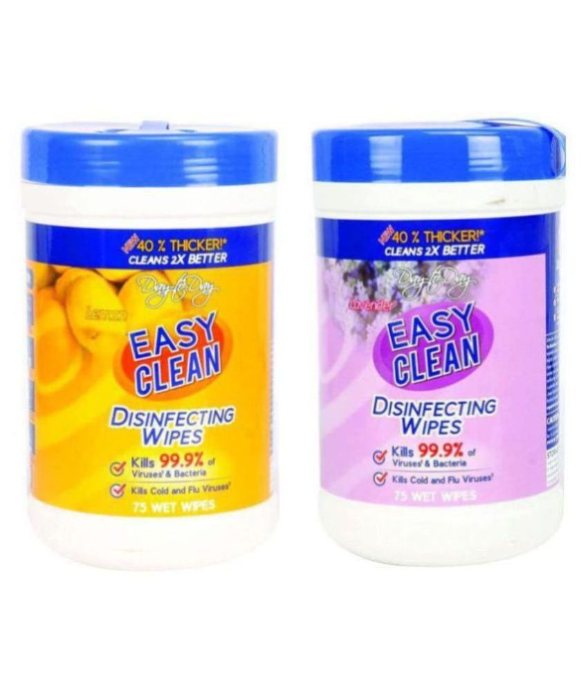 Easy Clean virus killing Wipes - Canister of 75 Wipes For | HARD | NONPOROUS | NON-FOOD- CONTACT  2(LEMON & LAVENDER)