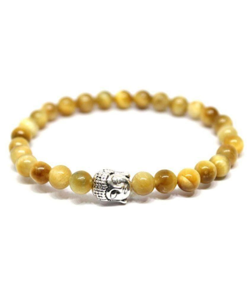     			6mm Yellow Cats Eye With Buddha Natural Agate Stone Bracelet