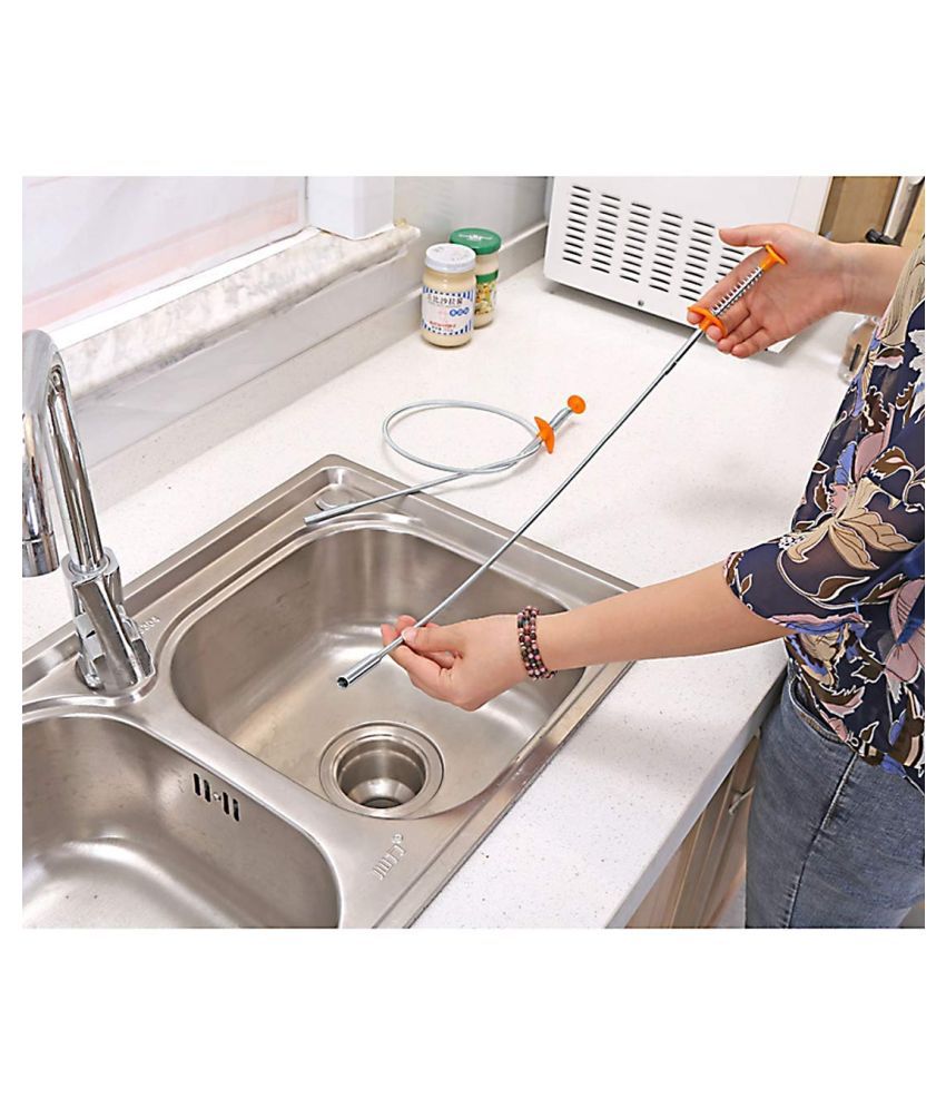     			Gatih Hair Catching Sink Overflow Drain Cleaning Tool Silver Stainless Steel Drain Cleaner