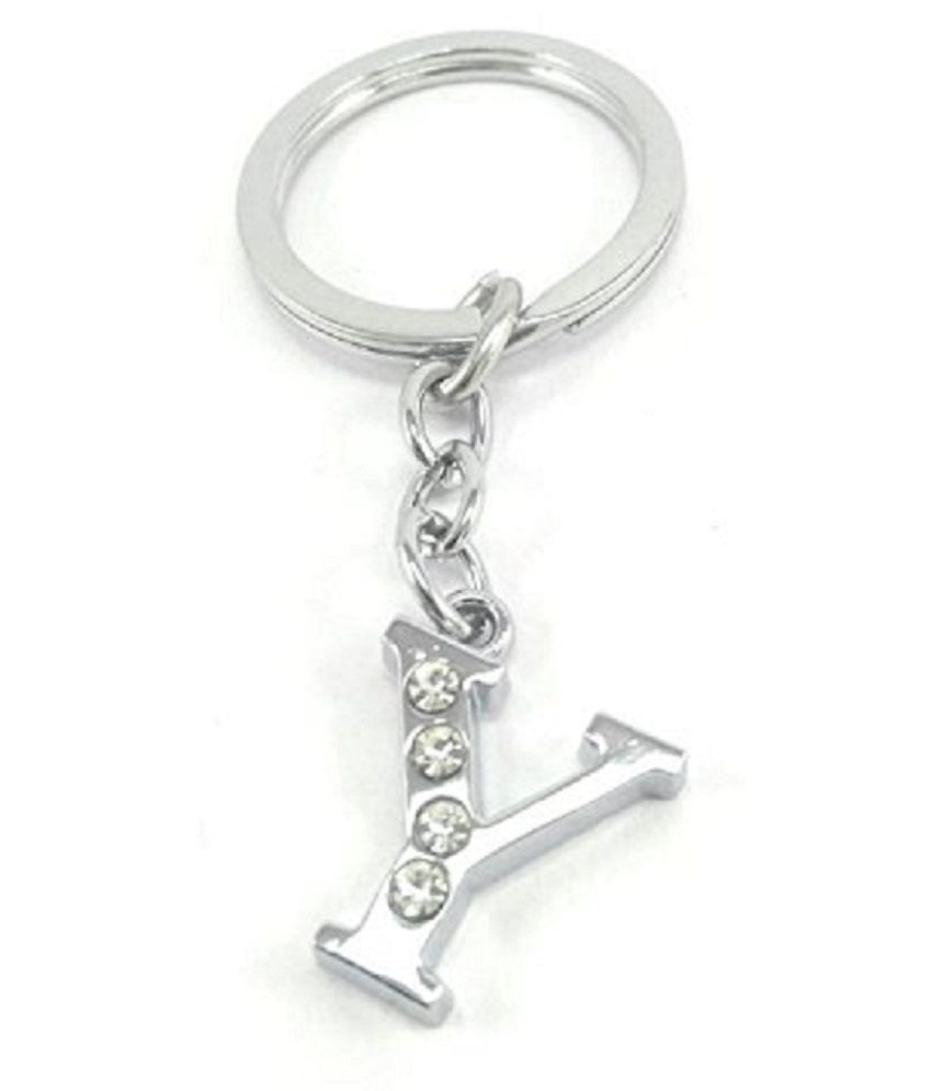     			Americ Style Alphabet Y Chrome Metal Finish Keyring Key Chain  (Silver)