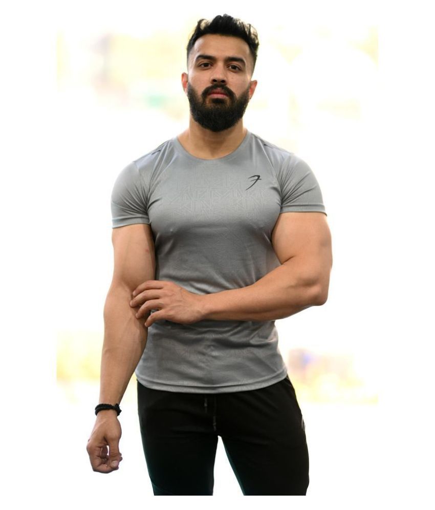     			Fuaark - Light Grey Polyester Regular Fit Men's Compression T-Shirt ( Pack of 1 )