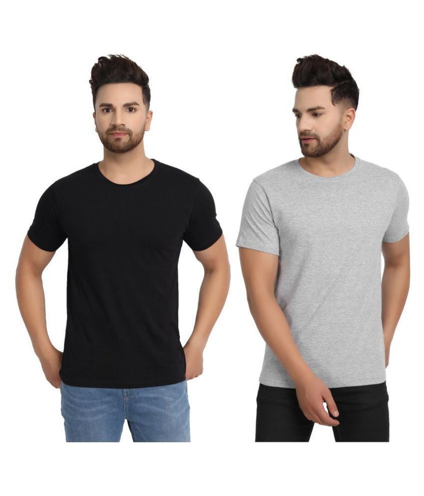     			ESPARTO Cotton Black Solids T-Shirt