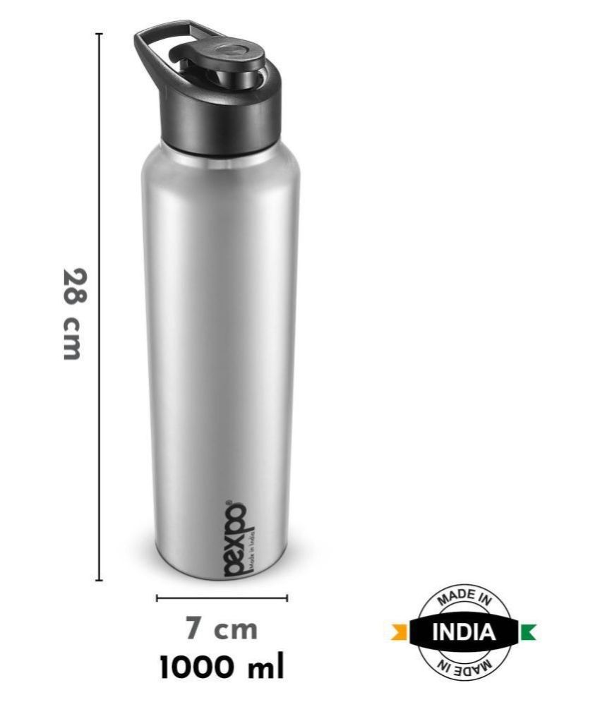 Pexpo Pexpo Chromo Sports Bottle Steel Finish Silver 1000 Ml Stainless Steel Water Bottle Set Of 1 Buy Online At Best Price In India Snapdeal