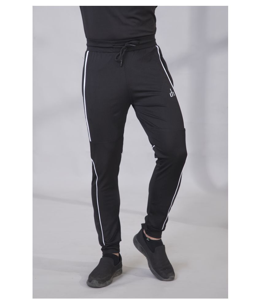 black polyester lycra joggers