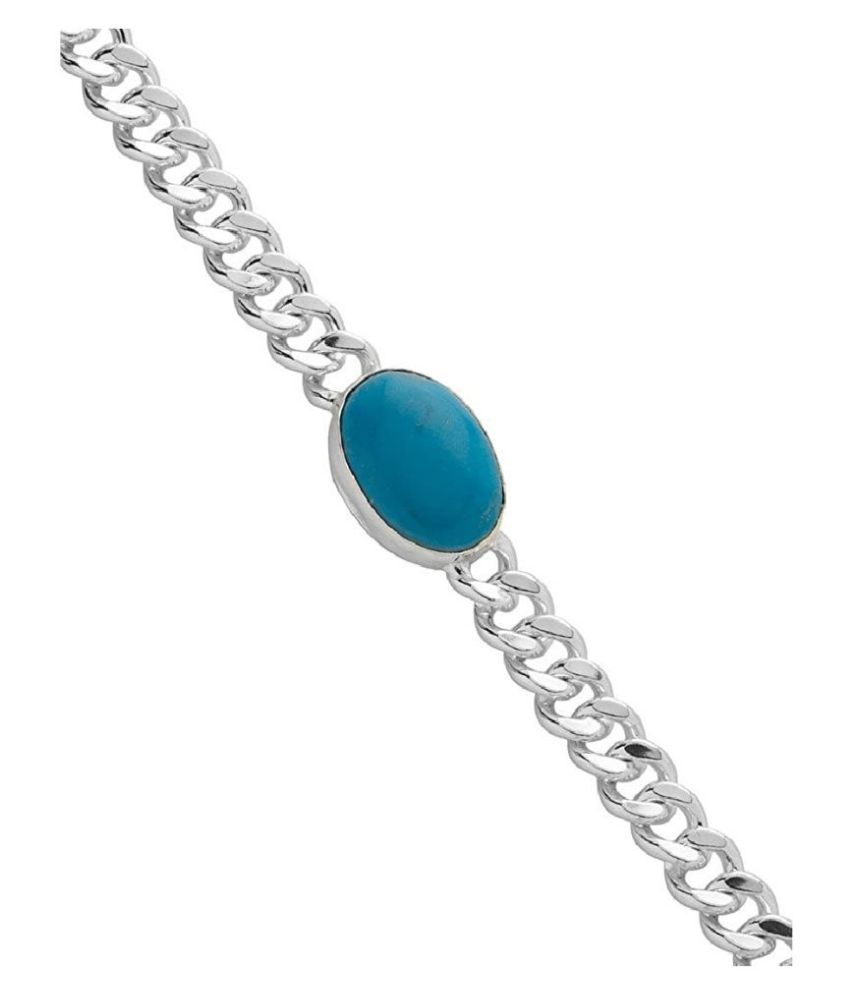 Kundli Gems - Silver Firoza Stone Salman Khan Bracelet for Men and Boys ...