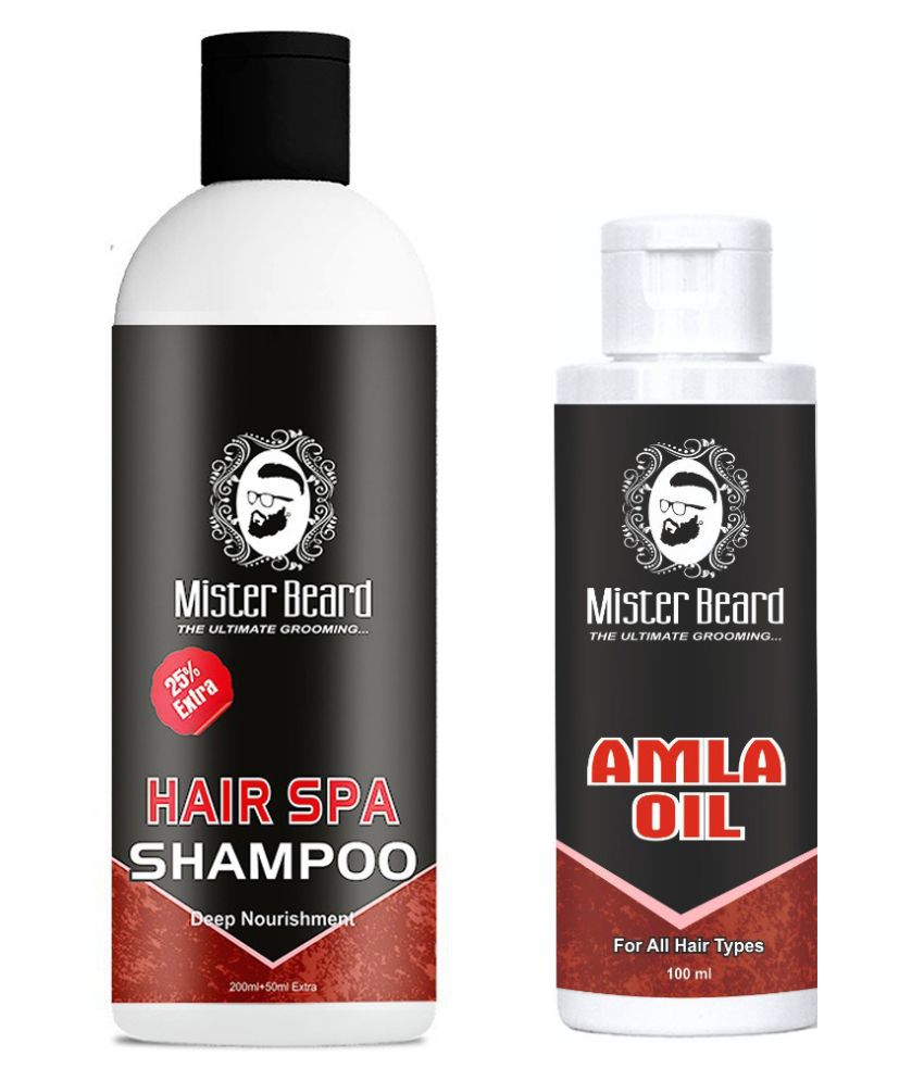 MISTER BEARD Hair Spa Shampoo And Amla Hair Oil 100 mL Pack of 2 Fliptop Plastic Jar