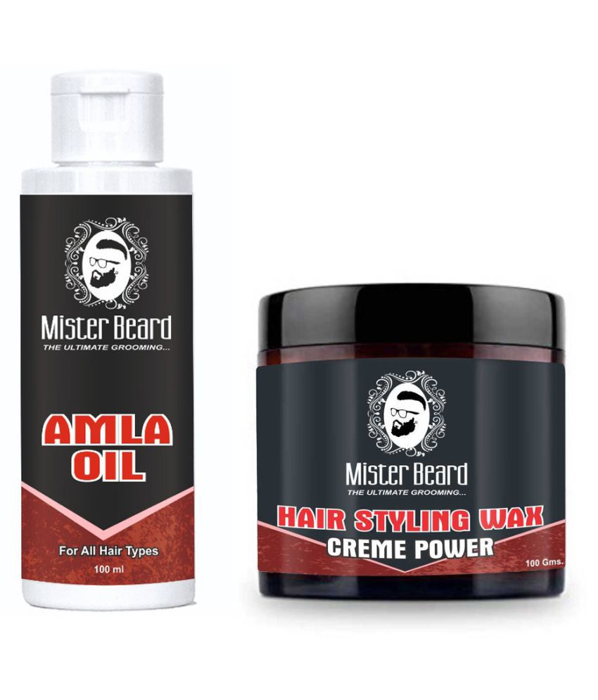 MISTER BEARD Hair Wax Crème Power 100g And Amla Hair Oil 100 mL Pack of 2 Fliptop Plastic Jar