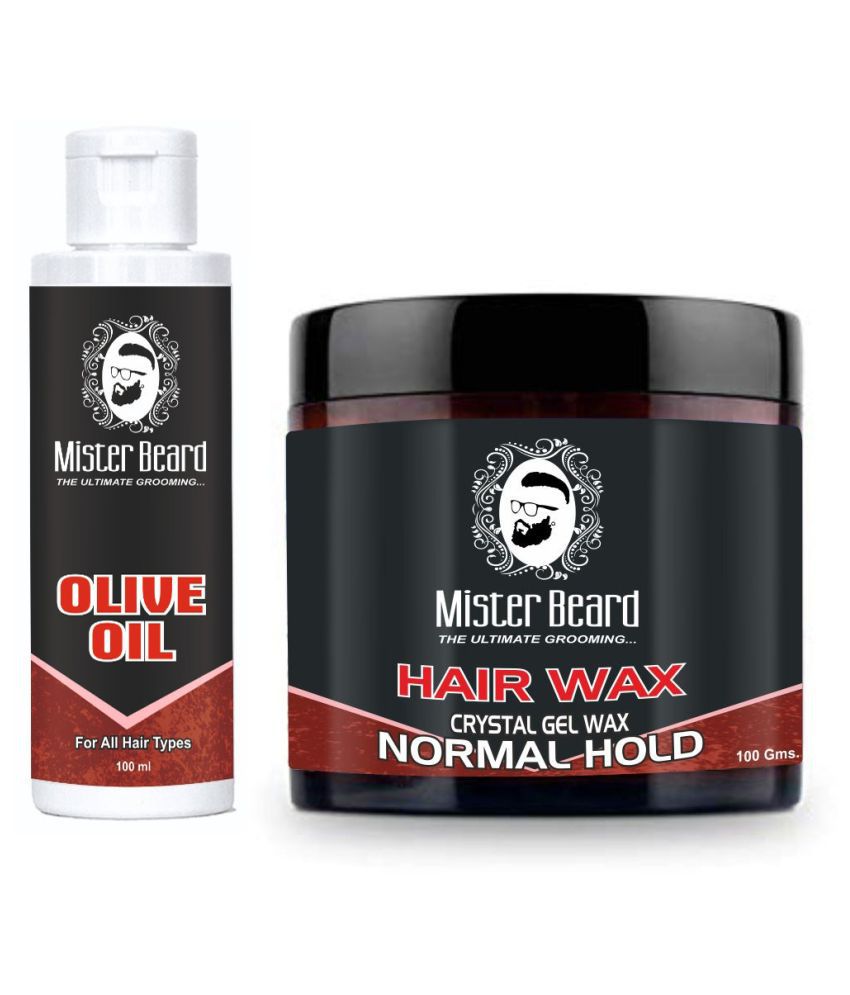 MISTER BEARD Hair Wax Normal Hold 100g And Olive Hair Oil 100 mL Pack of 2 Fliptop Plastic Jar