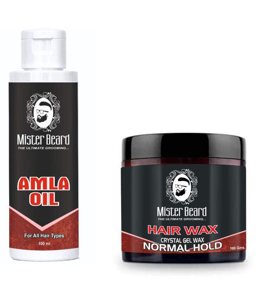 MISTER BEARD Hair Wax Normal Hold 100g And Amla Hair Oil 100 mL Pack of 2 Fliptop Plastic Jar