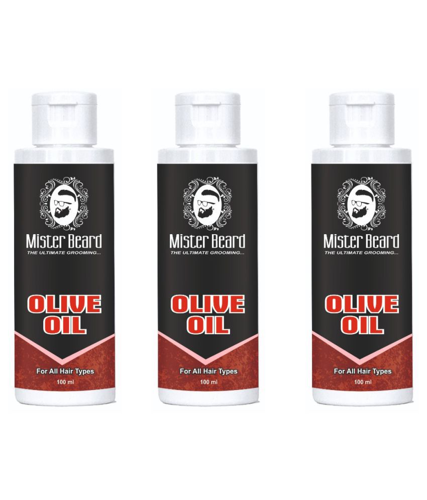 MISTER BEARD Olive Hair Oil 100 mL Pack of 3 Fliptop Plastic Jar