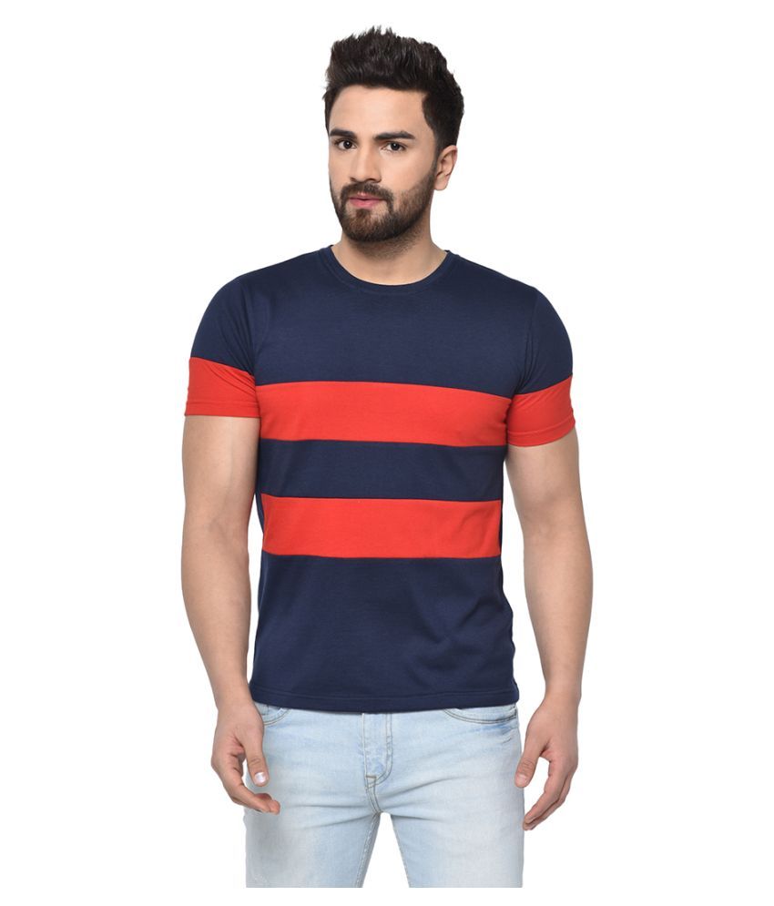     			Glito Cotton Blend Multicolor Colorblock T-Shirt