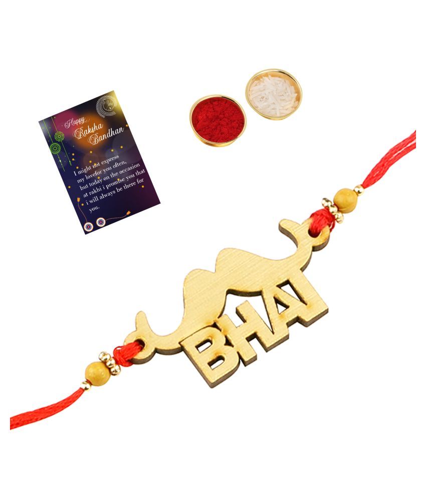     			Paola  Elegant  Bhaiya Rakhi " BHAI" Designe  For Bhaiya/Brother/Bhai With Roli Chawal And  Greeting Card