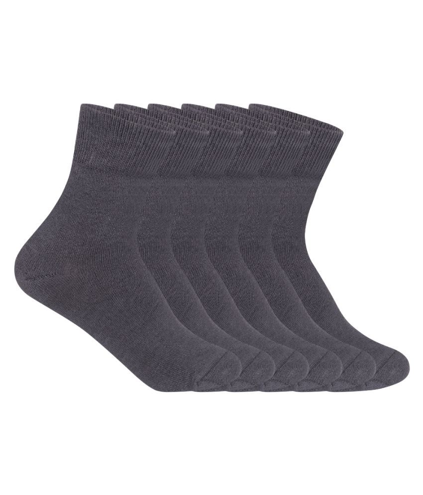 Supersox Kids School Uniform Ankle Length Combed Cotton Grey Color Socks Pack Of 6(11-12 Years)