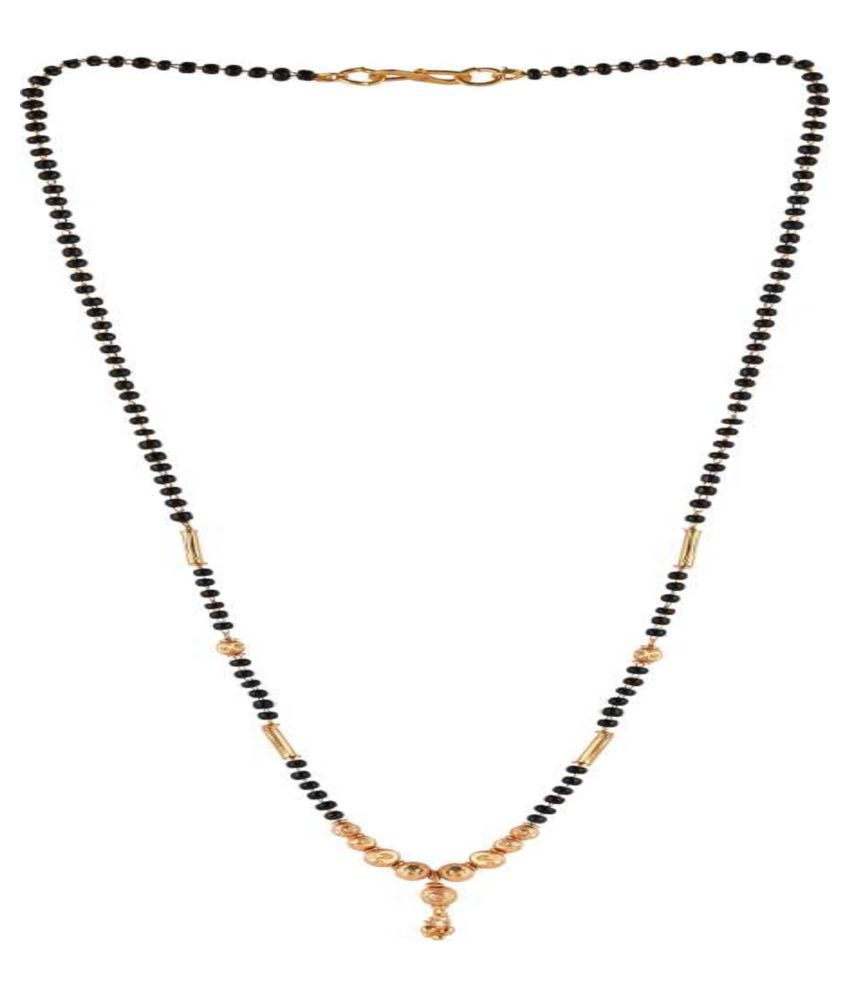     			One Gram Traditional Gold Plated  chain paro Beautiful Mangalsutra Necklace Pendant Tanmaniya Black Bead Chain For Woman and Girls Brass, Alloy Mangalsutra