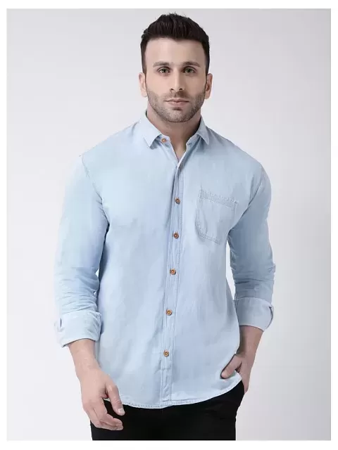 Selected Homme denim shirt in mid blue | ASOS