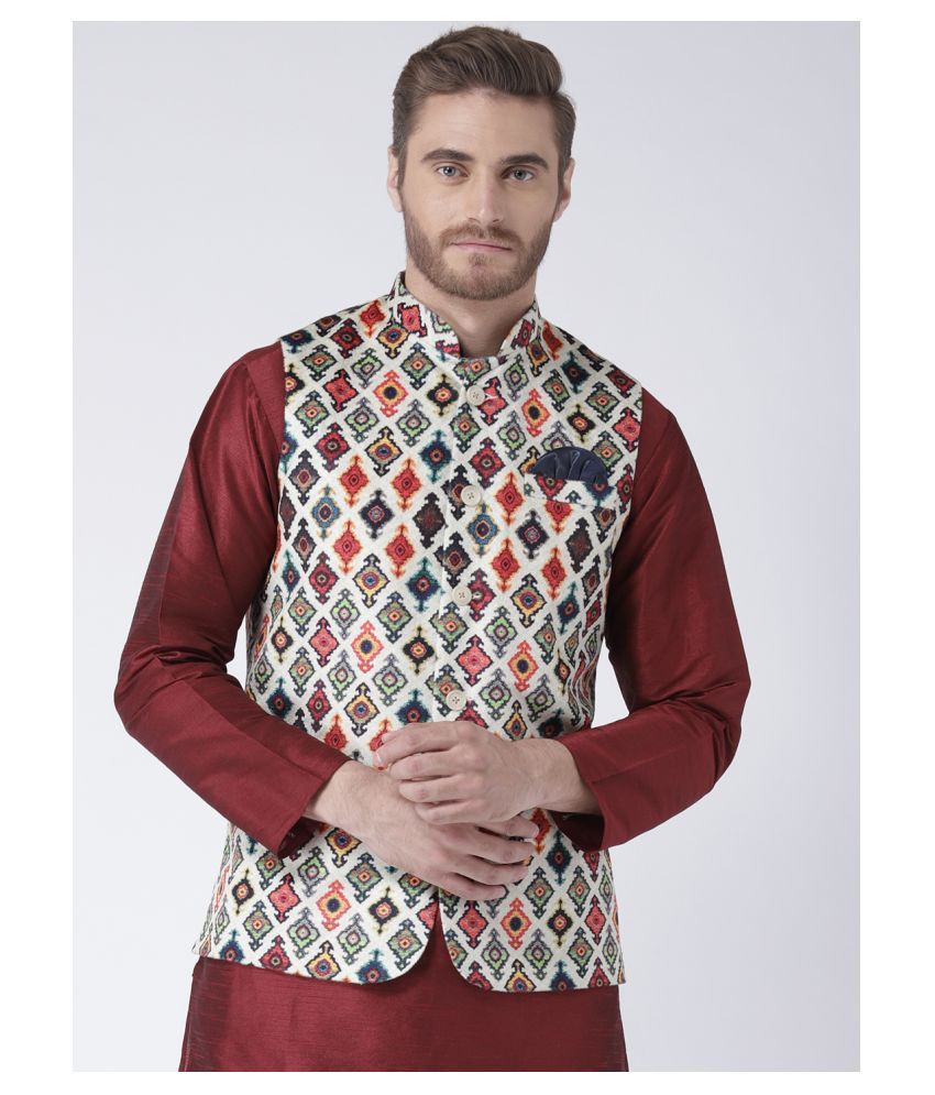     			Hangup Multi Cotton Blend Nehru Jacket