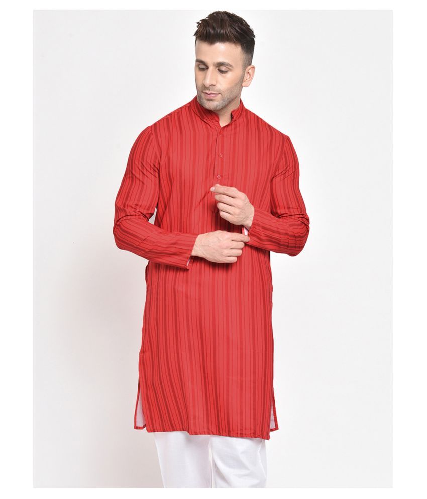     			Hangup Red Rayon Kurta