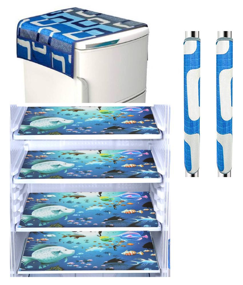     			Shaphio - Blue PVC Fridge  Top Cover (Pack of 7)