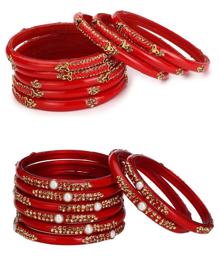     			Afast Combo Party & Festivle Designer Ornamented With Colorful Beads And Figures Fancy Matching Glass Bangle Cum Kada Set Of Eight Each