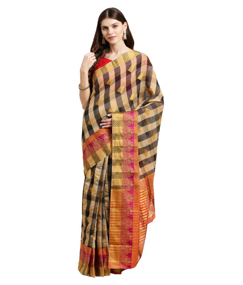     			Aarrah Beige Cotton Blend Saree - Single