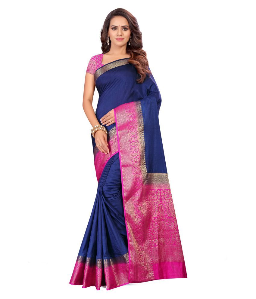     			Aarrah Blue Silk Blend Saree - Single