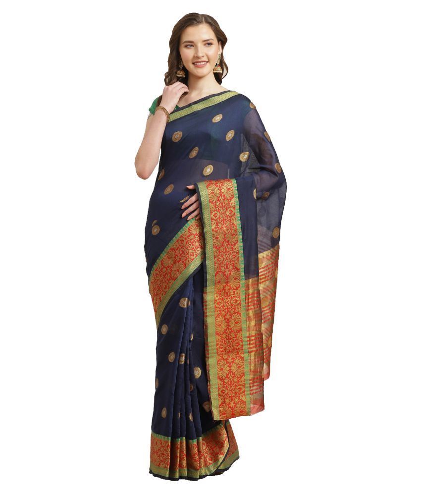     			Aarrah Blue Silk Blend Saree - Single