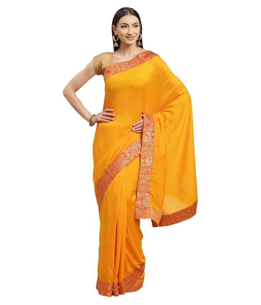     			Aarrah Mustard Silk Blend Saree - Single