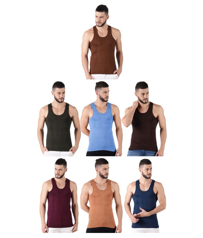     			Dollar Multi Sleeveless Vests Pack of 7