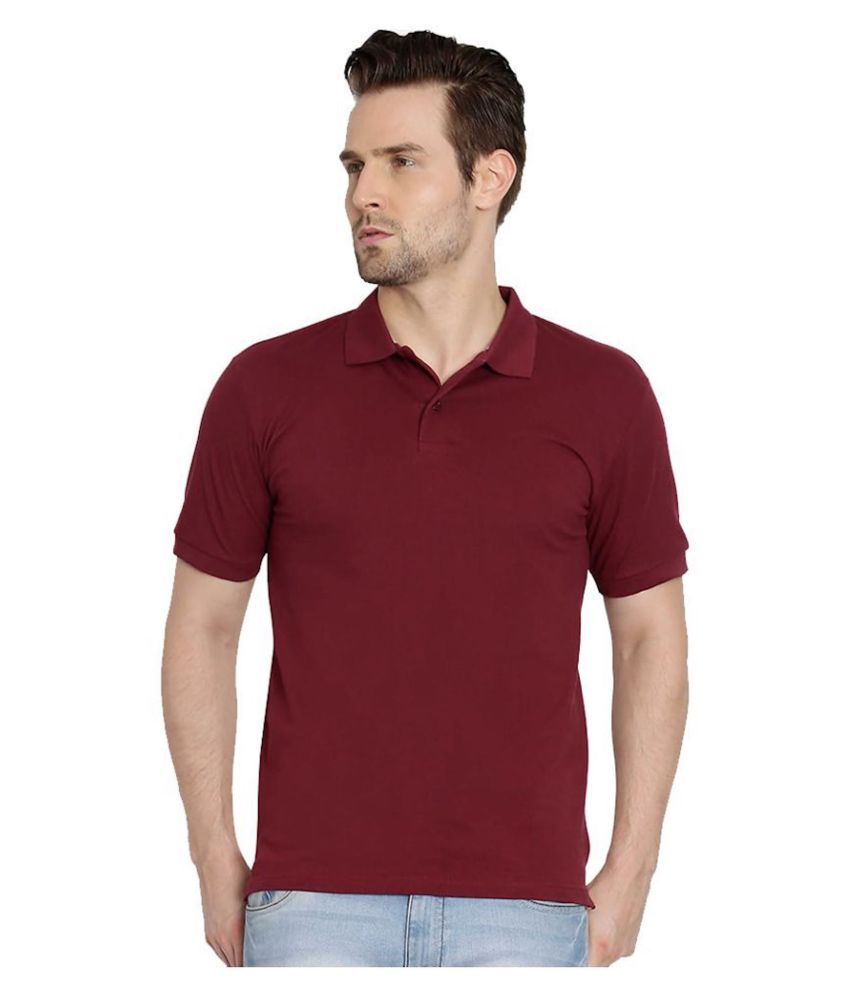     			ASAR Maroon Cotton Blend Polo T-Shirt