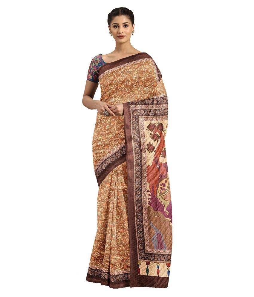     			Aarrah Mustard Silk Blend Saree - Single