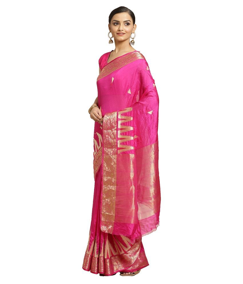     			Aarrah Pink Silk Blend Saree - Single