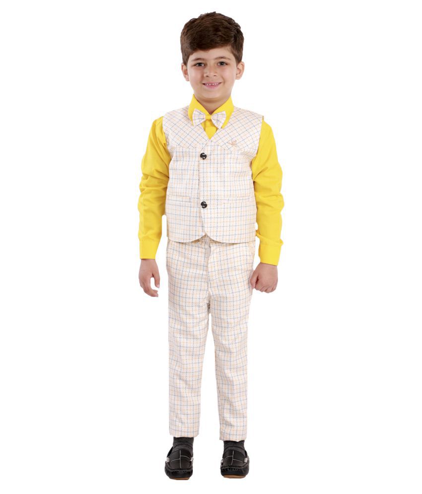     			Fourfolds - Yellow Cotton Blend Boy's Shirt & Pants ( Pack of 1 )