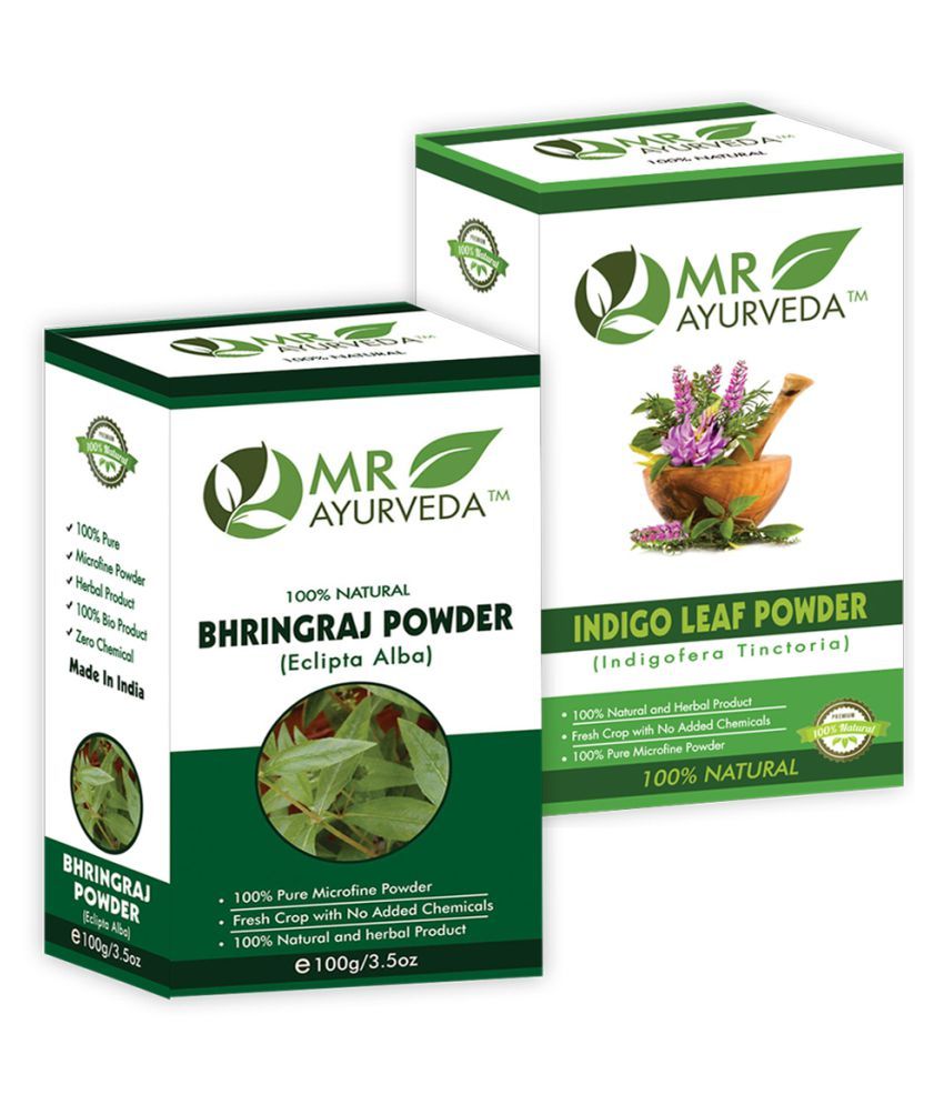     			MR Ayurveda 100% Natural Bhringraj  Powder & Indigo Powder Hair Scalp Treatment 200 g Pack of 2