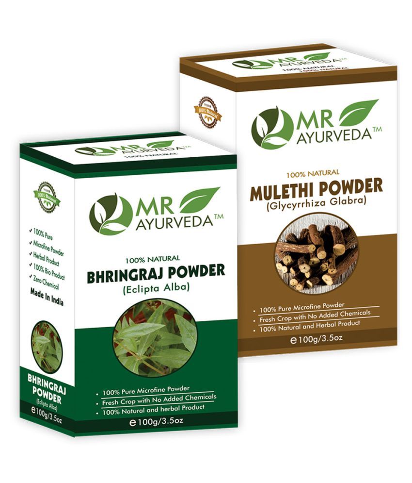     			MR Ayurveda 100% Organic Bhringraj  Powder and Mulethi Powder Hair Scalp Treatment 200 g Pack of 2